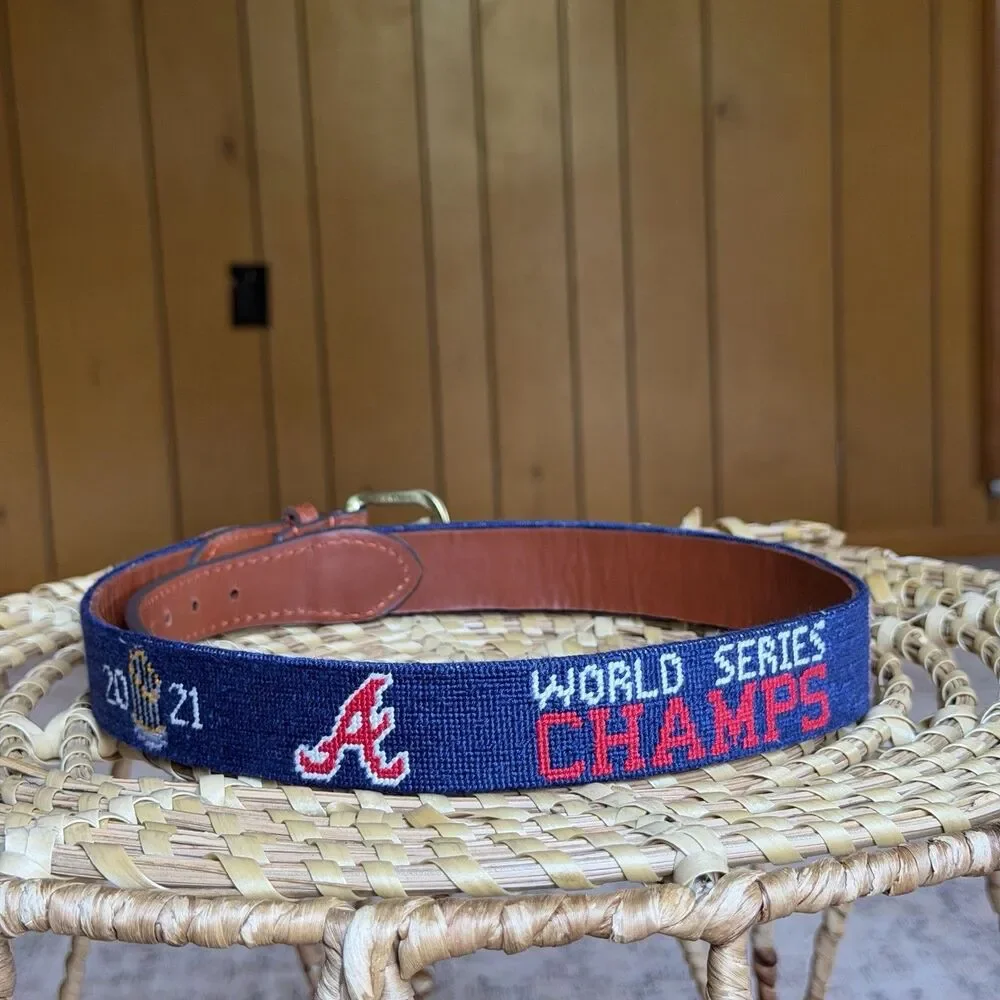 Atlanta Braves 2021 World Series Needlepoint Belt by Smathers & Branson 32